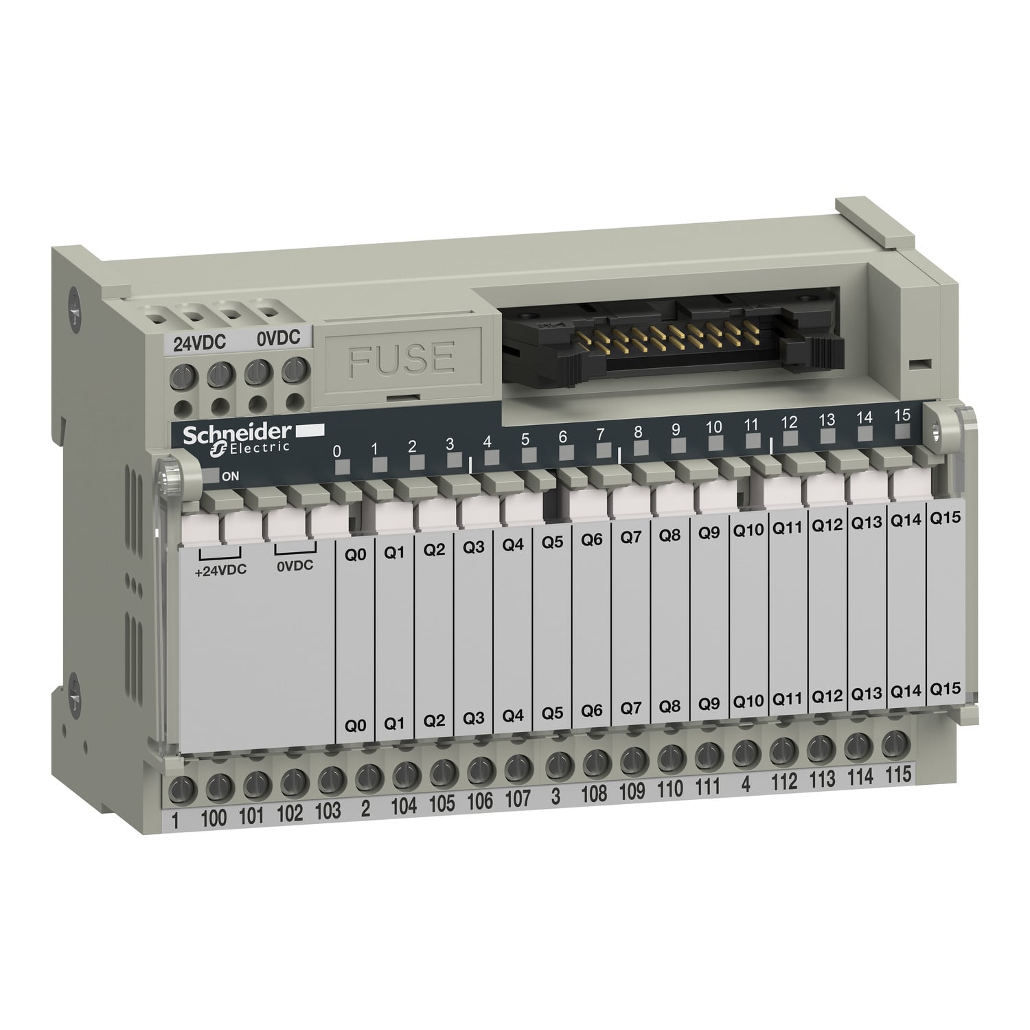 Sub-base with plug-in electromechanical relay ABE7, 16 channels, relay 5 mm
