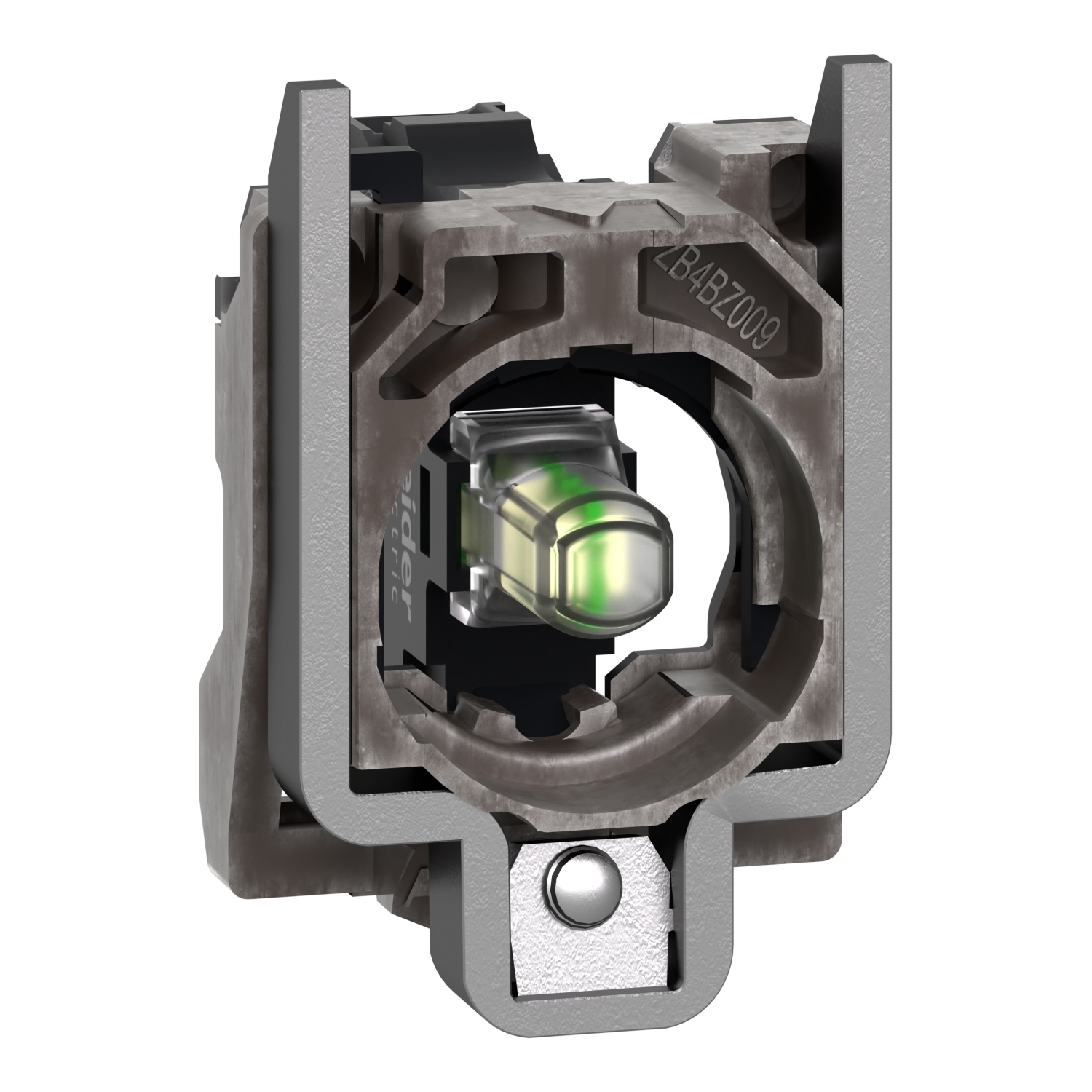 Complete body light block assembly, Harmony XB4, metal, universal LED, body fixing collar, 24...120V AC DC