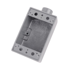 3/4 Inch Shallow 1 Gang Device Box, Die Cast Aluminum, Dead End, 1 Hole, Raintight When Used with Appropriate Cover