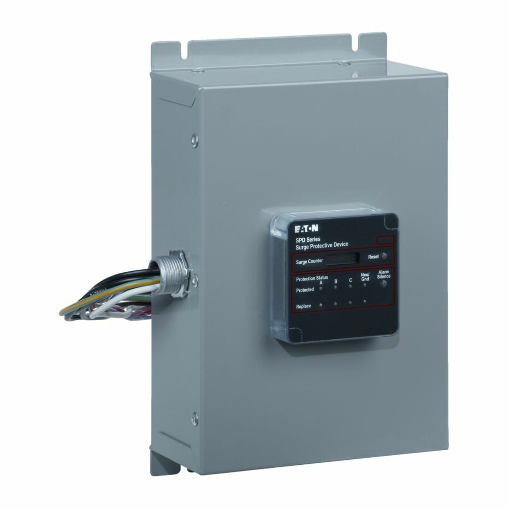Surge Protection Device, SPD series, 50 kAIC, 240V high-leg delta (4W+G) on B phase, Basic feature package, NEMA 1 enclosure, External side mount, 150 L-N, 150 L-G, 150 N-G, 300 L-L operating voltage