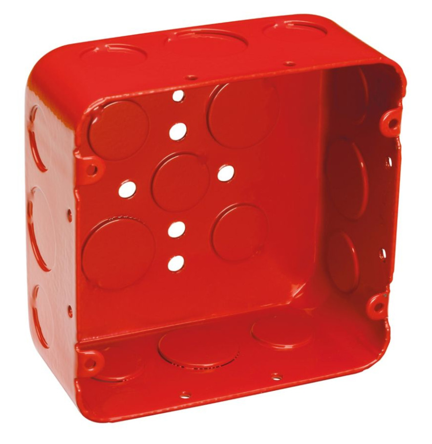 TP556RED TP Drawn Outlet Box, Steel, 42 cu-in Capacity, (17) Knockouts, 4-11/16 in H x 4-11/16 in W x 2-1/8 in D