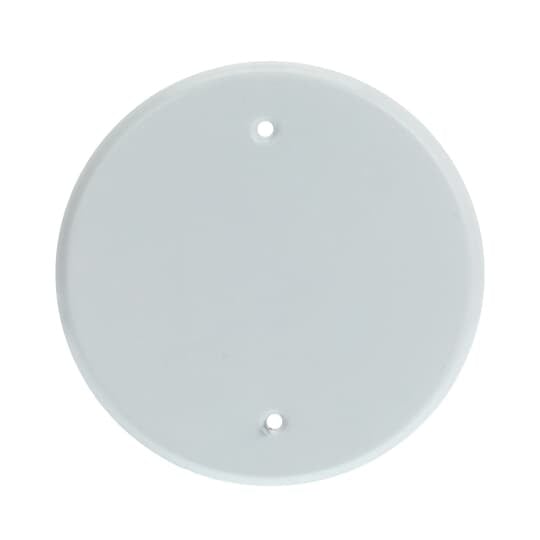 Round Blank Weatherproof Cover, 5 Inch Diameter, 3-1/2 Inch Mounting Holes on Center, White, Aluminum