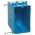 One-Gang Nail-On New Work Outlet Box, Volume 20 Cubic Inches, Length 3-7/8 Inches, Width 2-1/4 Inches, Depth 3-1/4 Inches, Color Blue, Material PVC, Mounting Means Captive Nails