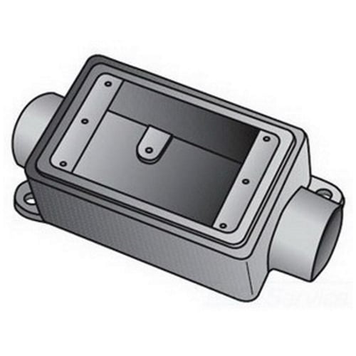 OZ-Gedney Type FSC Shallow Cast Device Box, Number Of Outlet: 2, Gray Iron, Size: 1/2 IN, Ridge Top Construction, Cable Entry: (2) 1/2 IN Hubs, 21 CU-IN Capacity, No, 2-15/16 IN Width, 2-3/8 IN Depth, 4-11/16 IN Height, Finish: Zinc Electroplated With Aluminum Enamel, Third Party Certification: UL File Number E-18095, CSA 009795, Applicable Third Party Standards: UL 514A, CSA C22.2 No.18, Federal Specification A-A-50563, NEMA : FB-1, For Rigid Conduit And IMC