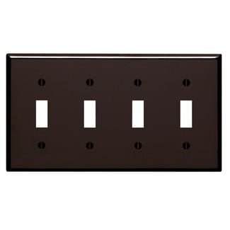 4-Gang Toggle Device Switch Wallplate, Standard Size, Thermoset, Device Mount, Brown