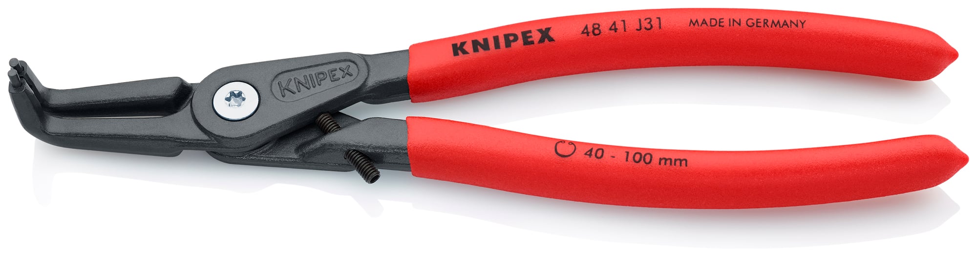 Internal 90° Angled Precision Snap Ring Pliers-Limiter, 8 1/4 in., Non-slip plastic, 3/32 in. Tips