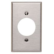 1-Gang Locking 1.60 Inch Dia. Device Receptacle Wallplate, Standard Size, Device Mount, Stainless Steel