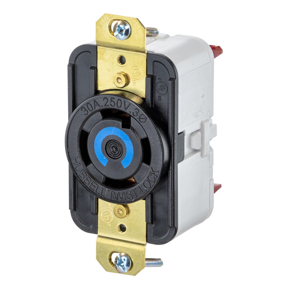Twist-Lock Edge Receptacle with Spring Termination, 30A, 3P 250V, L15-30R, Black
