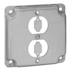 Square Box Surface Cover, 5 Cubic Inches, 4 Inch Square x 1/2 Inch Deep, Galvanized Steel, For use with One Duplex Flush Receptacle