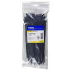 Nylon Cable Tie, 7-1/2in, UV Black Color, 1.9in Bundle Diameter, 50lb Tensile Strength, Bag of 100