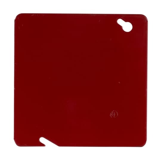 Square Box Cover, 4-11/16 Inch Square, Red, Pre-Galvanized Steel, Flat and Blank