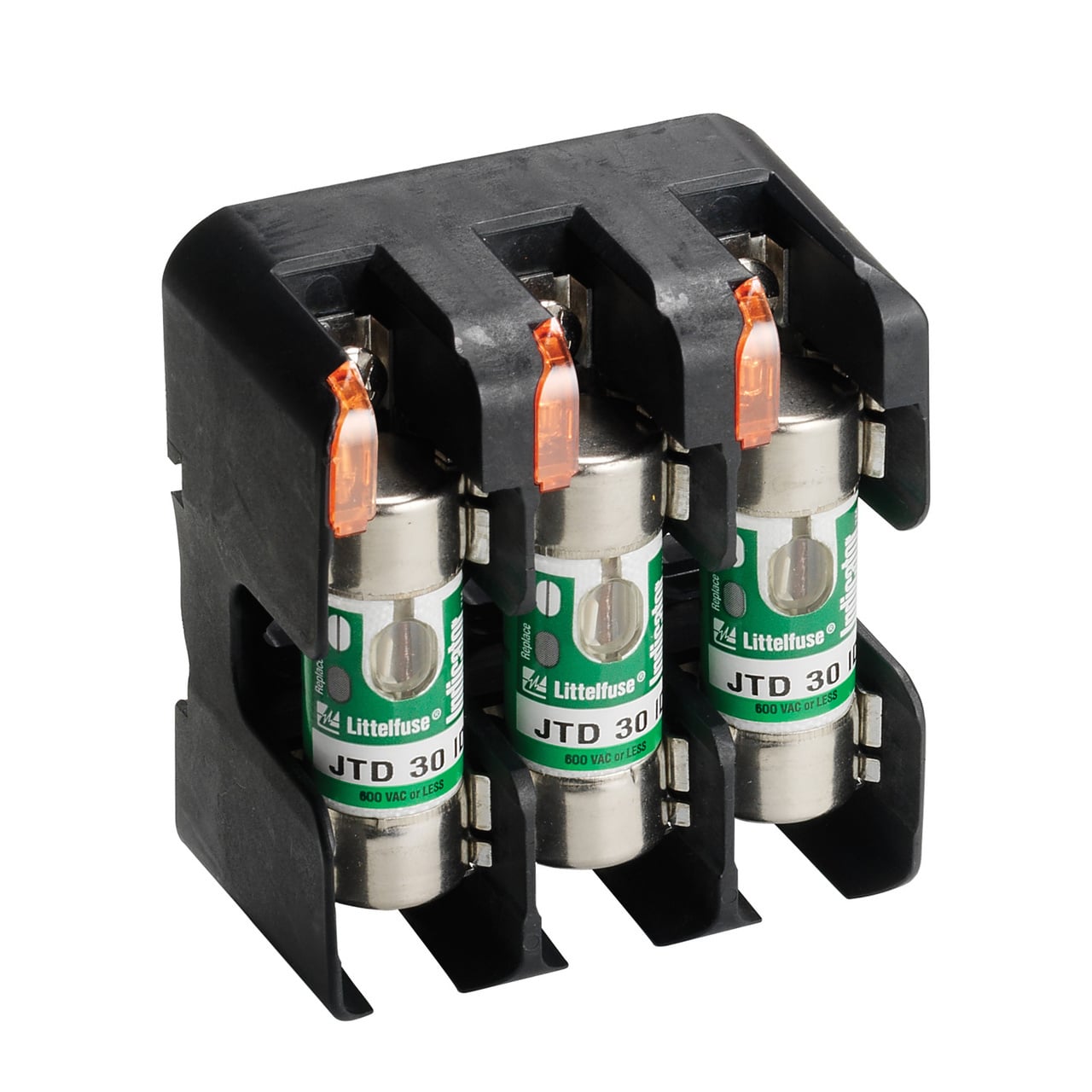 The Littelfuse 600 V Class J blocks offer generous space savings and enhanced value over previous generations, such as indication, snap-to-release DIN-rail mounting and universal mounting holes.