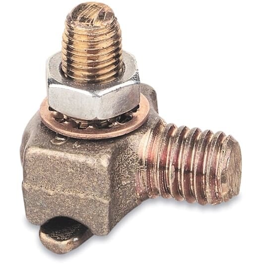 Transformer Tank Ground Connector for Wire Range 1 Stranded - 10 Solid,  Stud Size 1/2-13 UNC-2A.  1-3/8 X 1-3/64 X 1-9/16 inches.