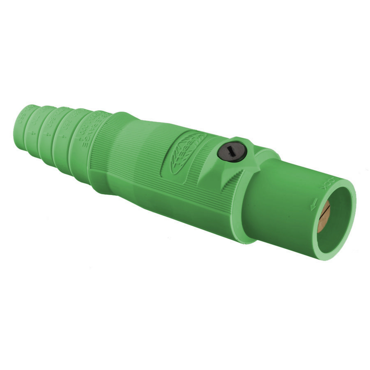 Heavy Duty Products, Single Pole Devices, Industrial Grade, Male, Plug, 300A 600V AC/DC, Single Conductor, Double Set Screws, Green