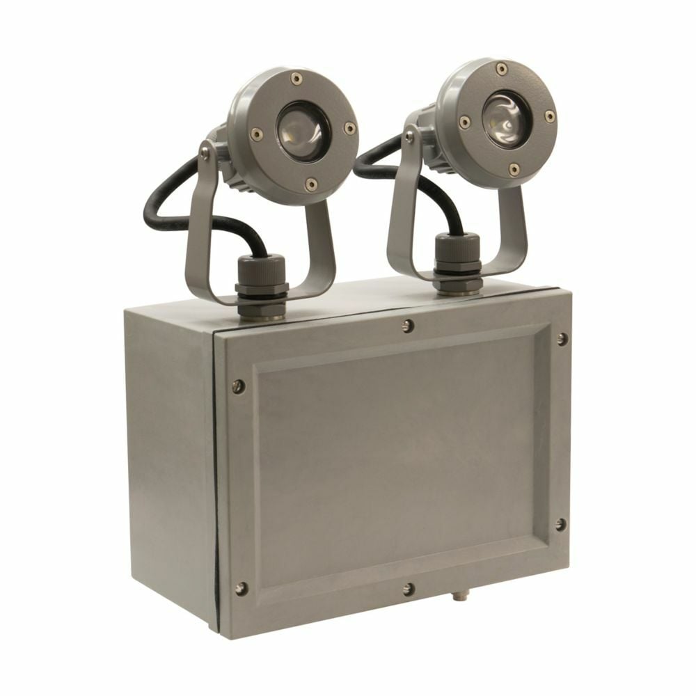 Eaton Crouse-Hinds series Light-Pak N2LPS emergency lighting system, 50/60 Hz, 120-277 Vac input voltage, LED, Krydon fiberglass-reinforced polyester, 2 lamp heads, 12 Vdc output voltage, 28W
