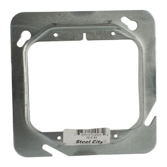 Two Gang Device Cover, 15 Cubic Inches, 4-11/16 Inch x 1-1/4 Inch Raised, Pre-Galvanized Steel