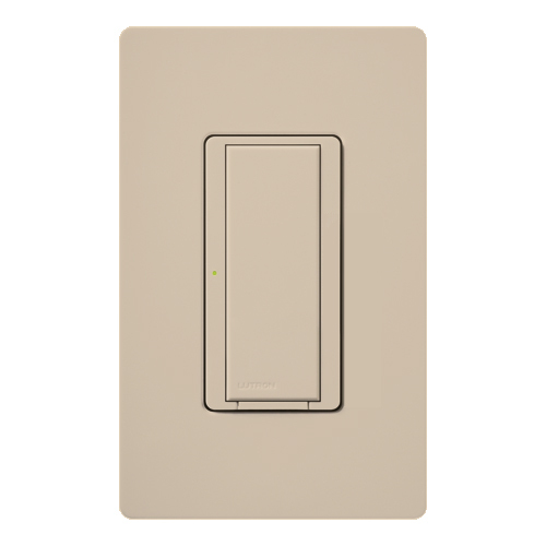 RadioRA 2 two-wire electronic lighting and motor load switch, functions much like standard dimmers and switches, but can be controlled as part of a lighting control system, 1/10 HP in taupe