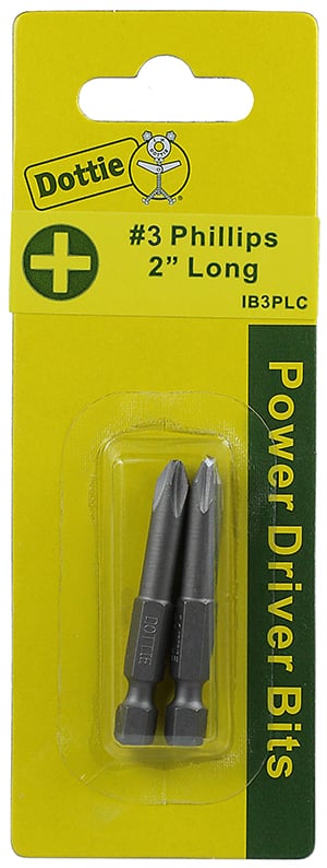 Power Bit, #3 tip size, Phillips tip type, 2 in. overall length, 2 pieces, #12-14 screw size