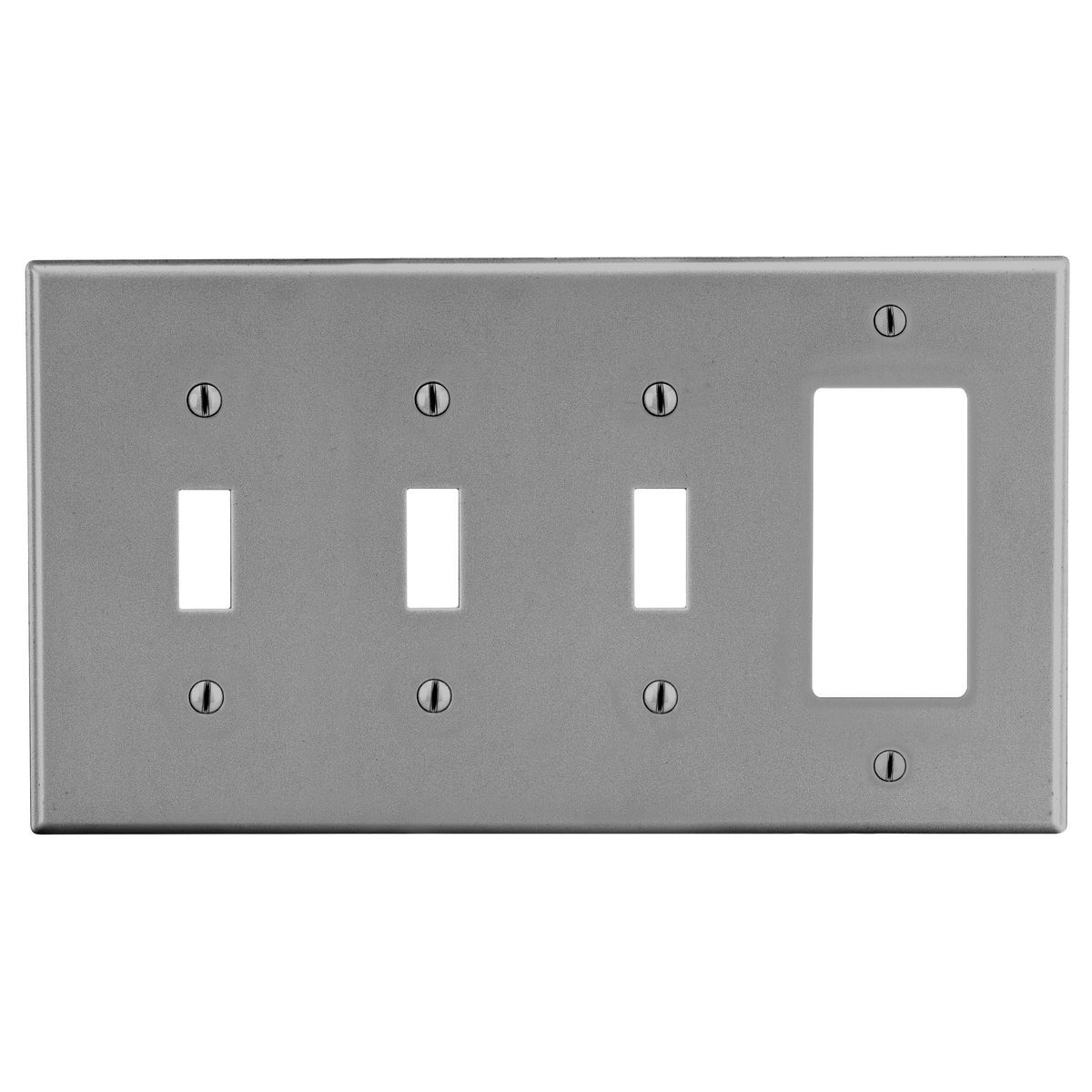 Wallplate, 4-Gang, 3) Toggle 1) Decorator, Gray