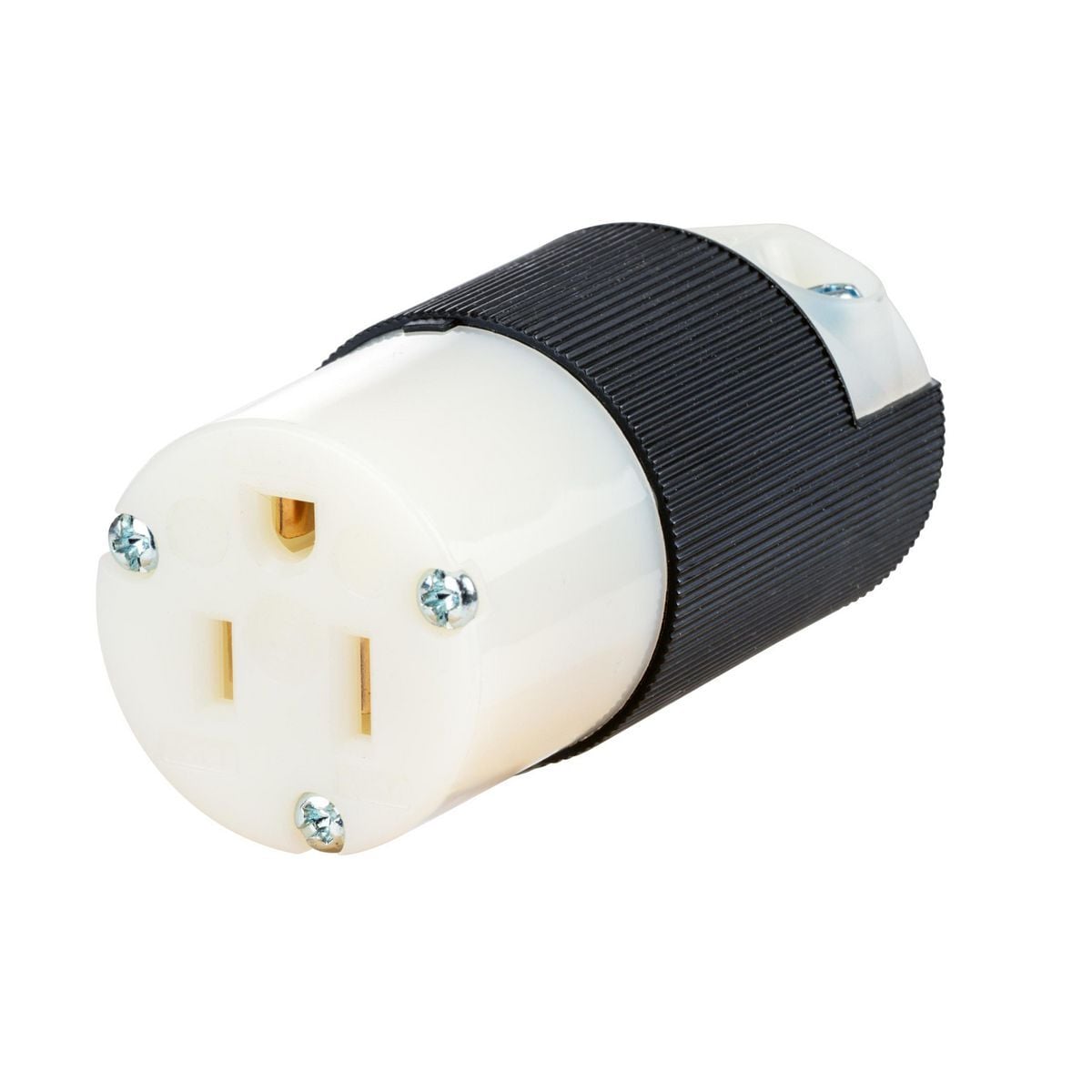 EdgeConnect, Straight Blade Devices, Connector, Industrial/Commercial Grade, 2-Pole 3-Wire Grounding, 15A 125V, 5-15R, Black and White