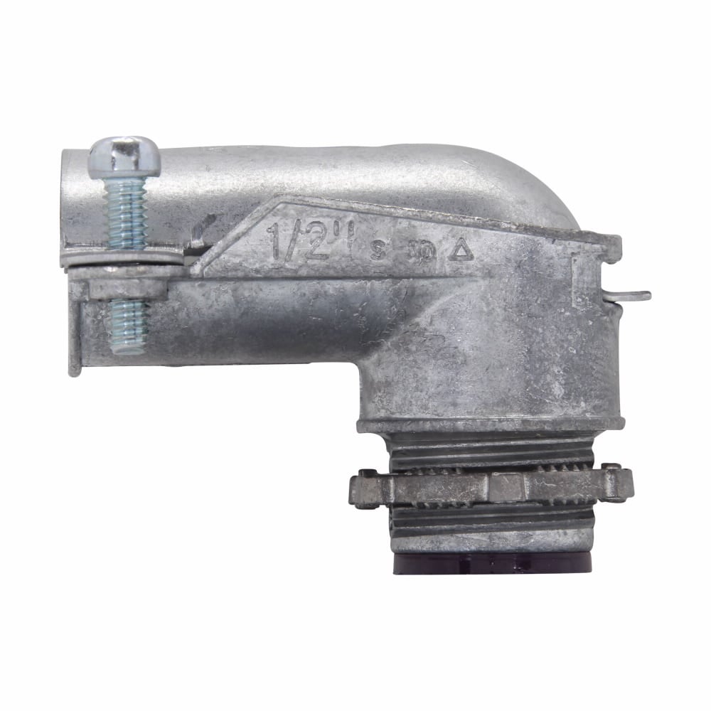Eaton Crouse-Hinds series squeeze type connector, FMC, 90 angle, Insulated, Zinc die cast, 4"
