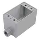 3/4 Inch Deep 1 Gang Device Box, Die Cast Aluminum, Thru-Feed, 2 Hole, Raintight When Used with Appropriate Cover