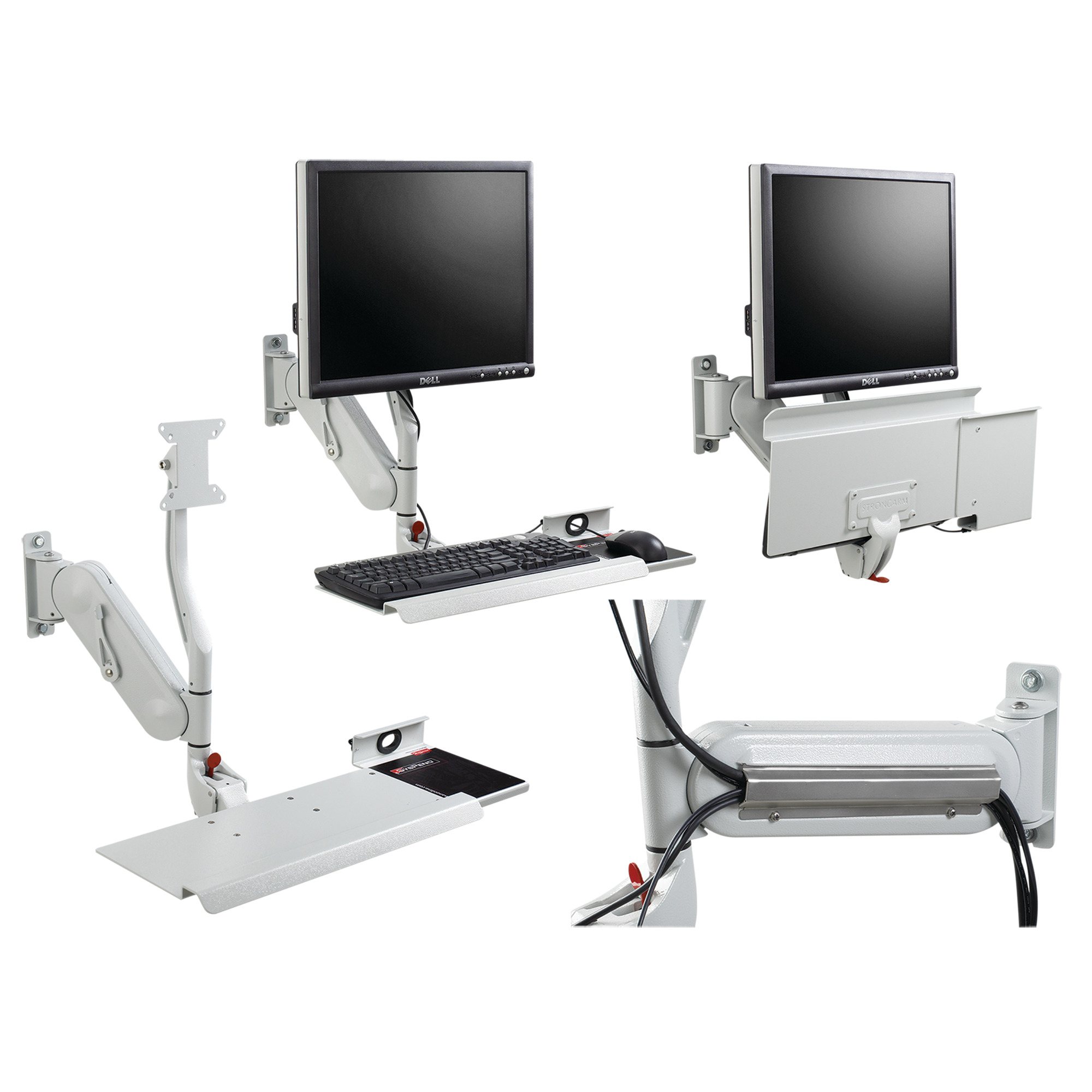 Syspend Monitor and Keyboard Arm, 21.22x25x25.63, Lt Gray, Aluminum