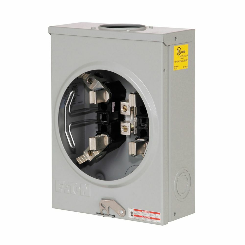 UHTRS101BE Meter Socket, 1 Position, Residential, 125 Amp, OH, 3-5/16 inch Hub Opening, #8-2/0 AWG, 4 Jaw, 1 Phase, #8-2/0 AWG, Horn Bypass, Ground Connector #14-#2 Copper, Triplex, 3 Wire, Ringless, 600V