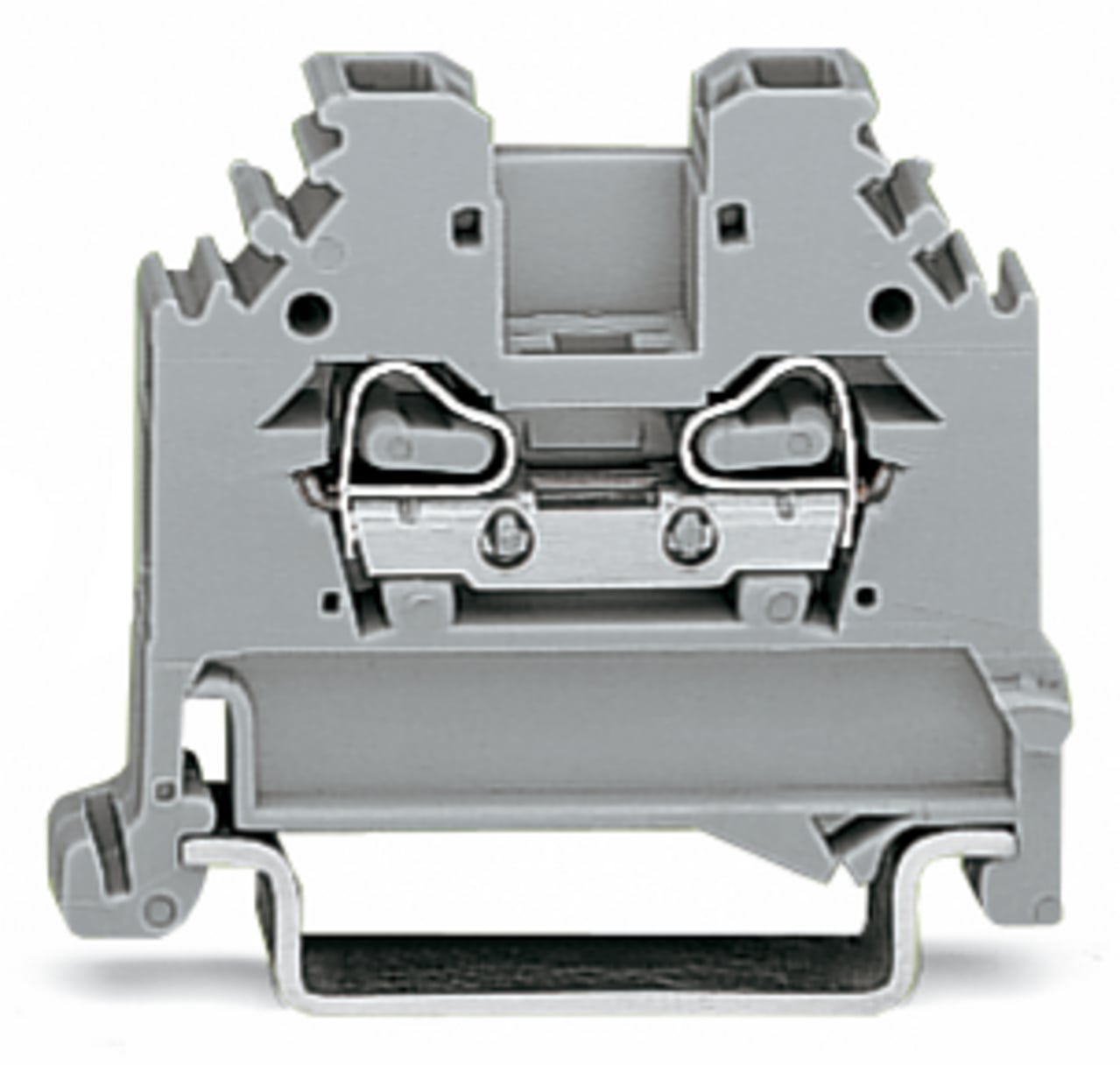 2-conductor through terminal block; 2.5 mm; lateral marker slots; for DIN-rail 35 x 15 and 35 x 7.5; CAGE CLAMP; 2,50 mm; gray
