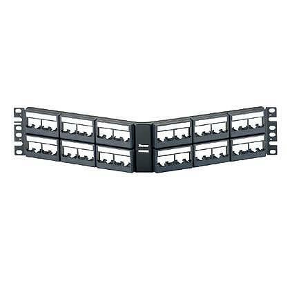 CPPLA48WBLY Mini-Com PanNet 2RU Angled Unloaded Unshielded Front Access Modular Patch Panel, 48 Ports, Cold Rolled Steel