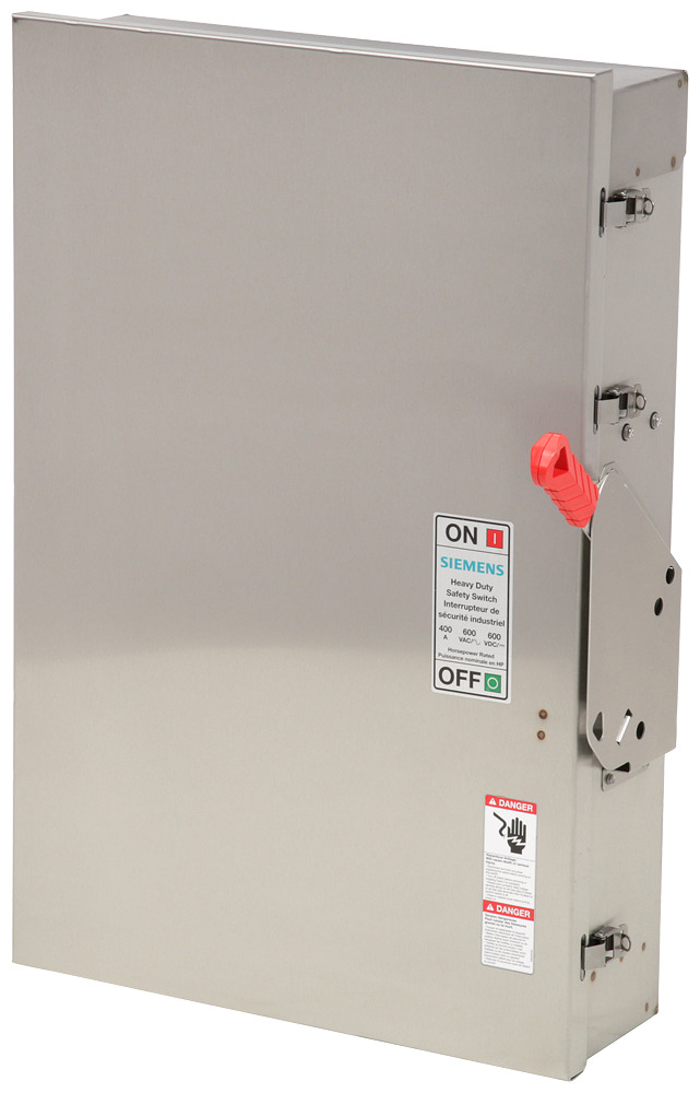  Low Voltage Circuit Protection Heavy Duty Safety Switch. 3-Pole Non-Fused in a type 4/4X 304 grade Stainless Steel enclosure. Rated 600VAC (400A).