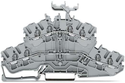4-conductor double deck terminal block; Through/through terminal block; L/L; with marker carrier; for DIN-rail 35 x 15 and 35 x 7.5; 2.5 mm; Push-in CAGE CLAMP; 2,50 mm; gray