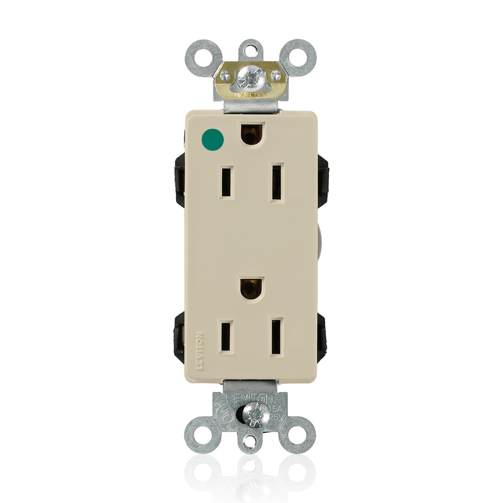 15-Amp, 125-Volt, Decora Plus Duplex Receptacle, Straight Blade, Hospital Grade, Self Grounding, Ivory