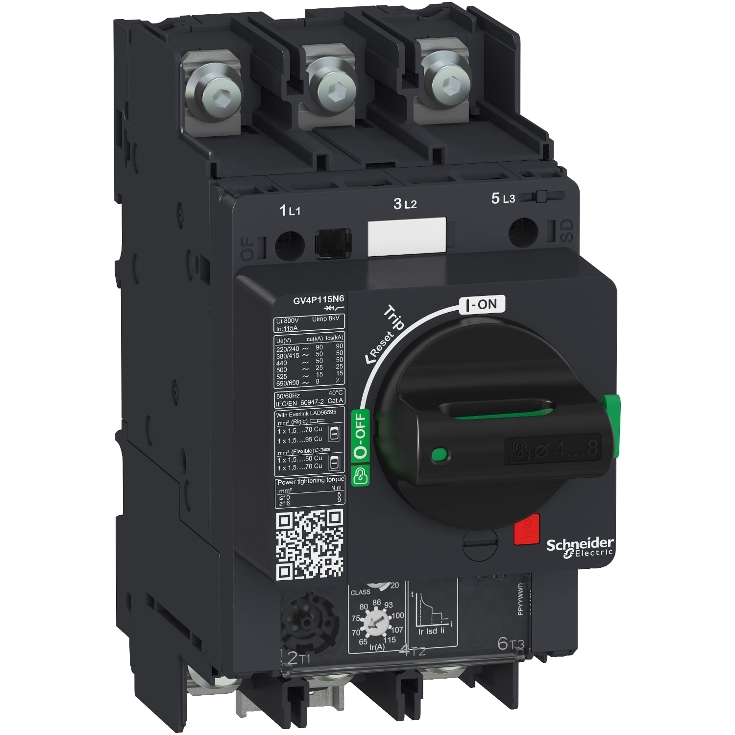 Motor circuit breaker, TeSys GV4, 3P, 25A, Icu 50kA, thermal magnetic, lugs terminals