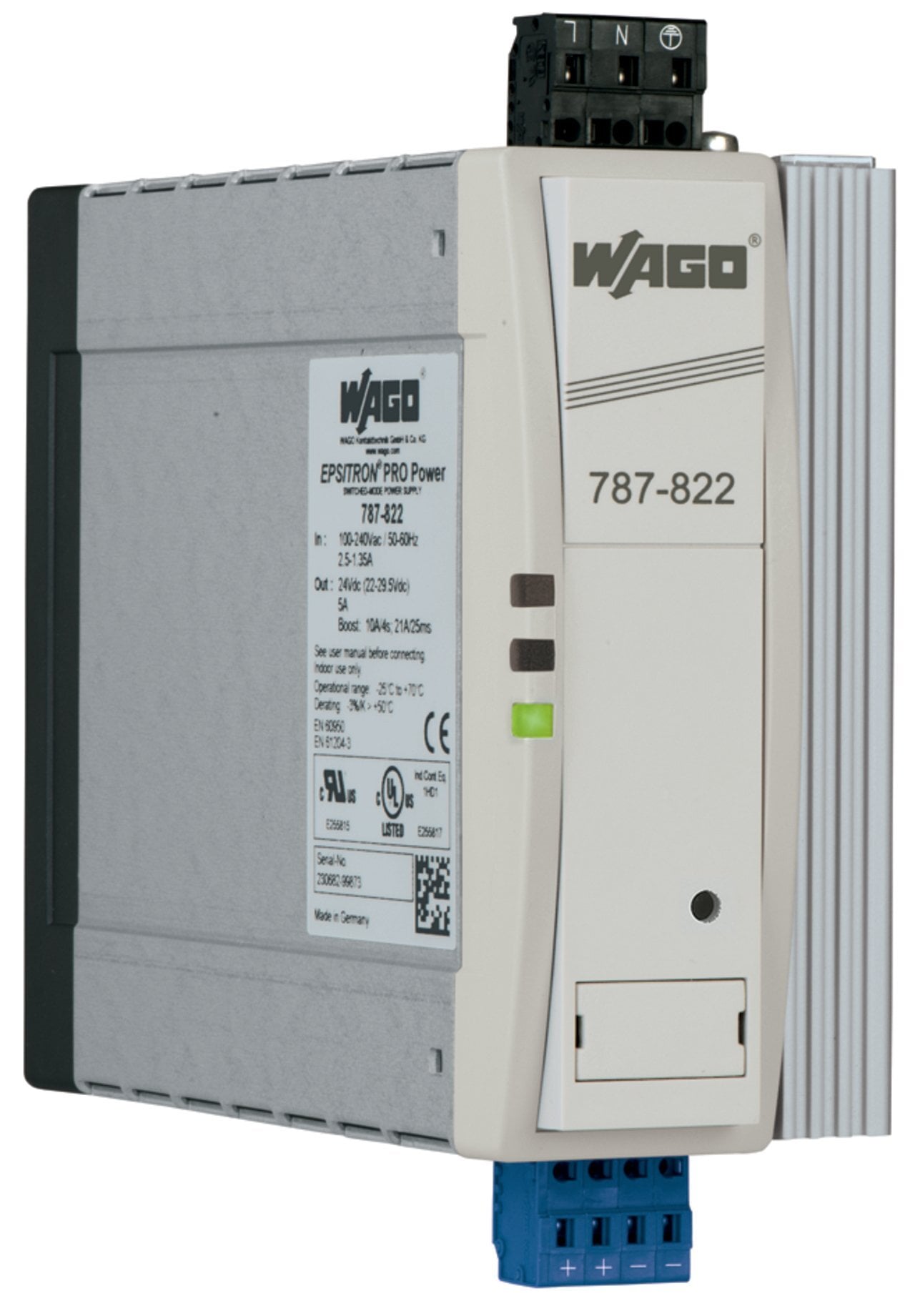 Switched-mode power supply; Pro; 1-phase; 24 VDC output voltage; 5 A output current; TopBoost + PowerBoost; DC OK contact; 2,50 mm