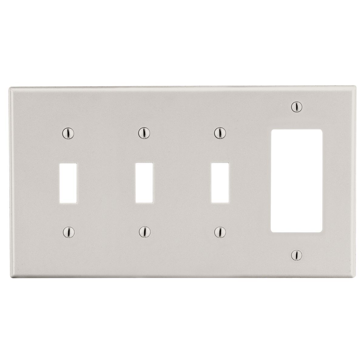 Wallplate, 4-Gang, 3) Toggle 1) Decorator, Light Almond