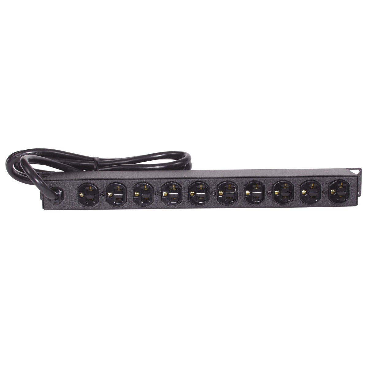 Hubbell Premise Wiring Products, Rack, Cabinet Components, Power Strip,19" Rack Mount, 10 Rear Outlets, NEMA 5-15R Plug, 15A/120V, Flush