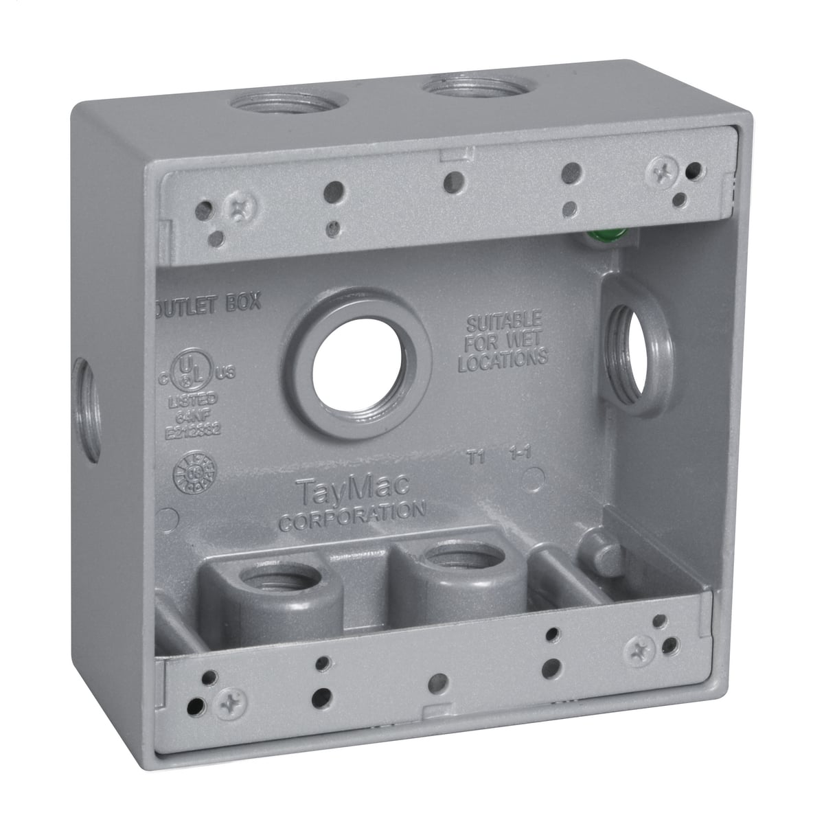 2-Gang Seven 1/2 in. Hole Weatherproof Box with Side Lug - Silver
