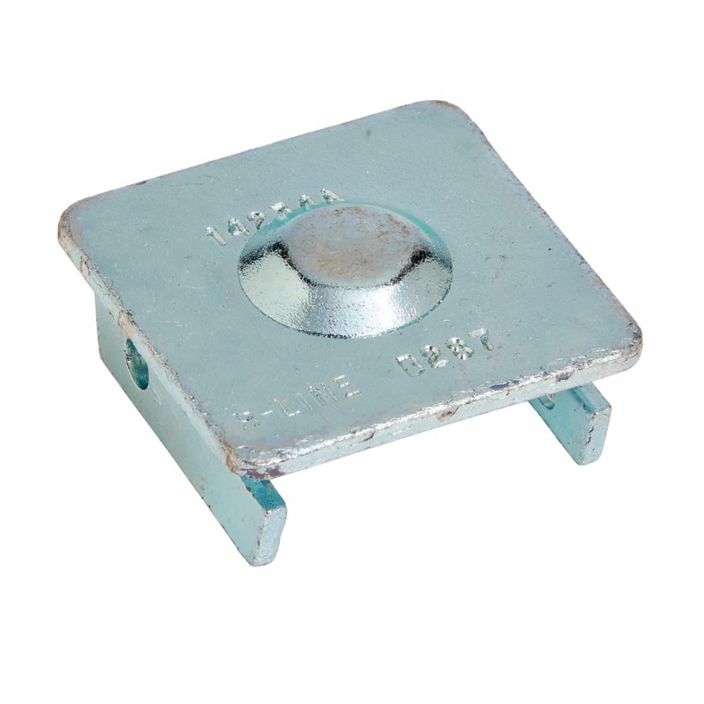 Eaton B-Line series end cap, 0.22" H x 1.59" L x 1.59" W, Steel, Electro-plated, Fits channel type B22