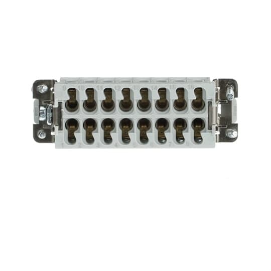 Female screw terminal insert. For use with A series, 16 contacts with ground.