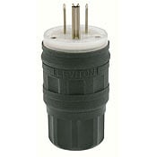 15 Amp, 125 Volt, Straight Blade, Plug, Industrial Grade, Grounding, Wetguard, Black