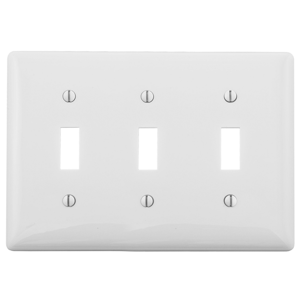 Wallplates and Box Covers, Wallplate, Nylon, 3-Gang, 3) Toggle, White