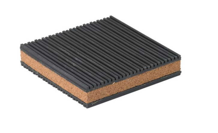 CNP-36 Vibra Trol Type CNP Non-Skid Oil-Resistant Vibration Isolator Pad, 1800 lb Max Steady, 6 in L x 6 in W, Cork/Ribbed Neoprene/Steel