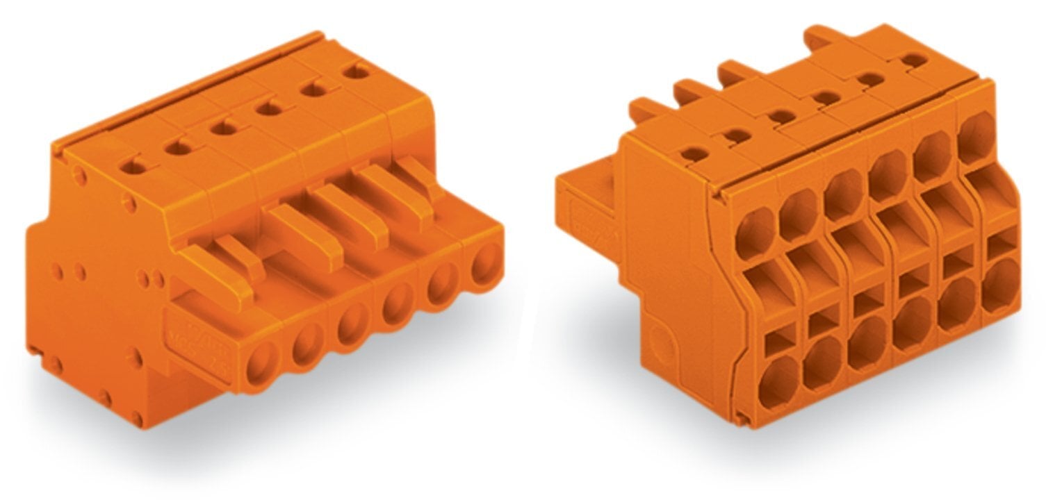 2-conductor female connector; Push-in CAGE CLAMP; 2.5 mm; Pin spacing 5.08 mm; 9-pole; with integrated end plate; 2,50 mm; orange