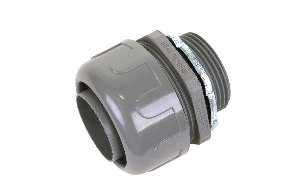 1 1/4" NM STRAIGHT FITTING LIQUIDTIGHT GREY KWIKFLEX