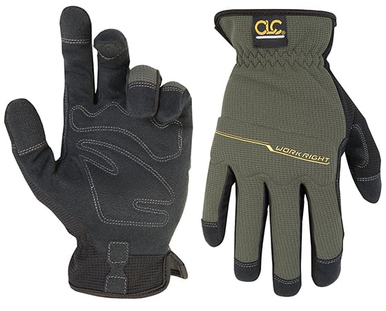 CLC, Workright, Flexgrip High Dexterity Gloves, Extra Large Size, Resists Abrasion, Pull-On Tap cuff, Synthetic Leather palm material, Neoprene-Spandex back material