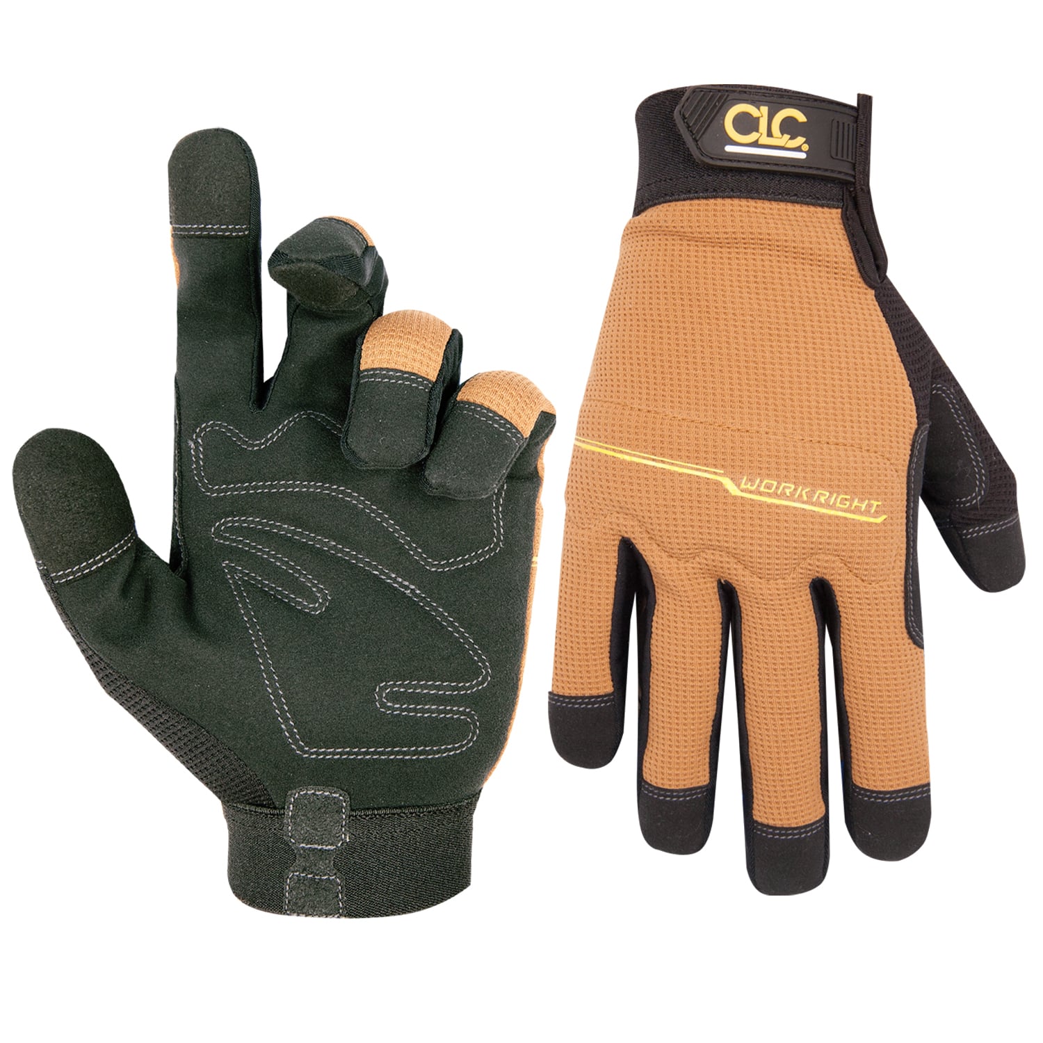 CLC, Workright, Flexgrip High Dexterity Gloves, Extra Large Size, Resists Abrasion, Hook and Loop Closure cuff, Synthetic Leather palm material, Neoprene-Spandex back material