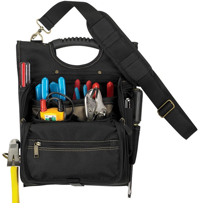 CLC, Professional Electrician's Tool Pouch, Black, 21 pockets, Polyester Fabric, 8 x 5 in. Size, Zipper