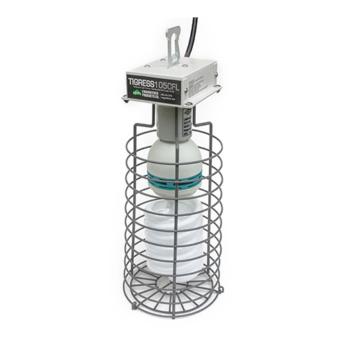 EPCO, CFL Light Fixture, TIGRESS 105 compact fluorescent, Wattage: 105 WTT, Voltage Rating: 120 V, Lumens: 6900 LM, Color Temperature: 5000 K, Color Rendering Index (Cri): 82, Lamp Type: Compact Fluorescent, Number Of Lamps 1, Enclosure: Lamp Guard and Safety Cage