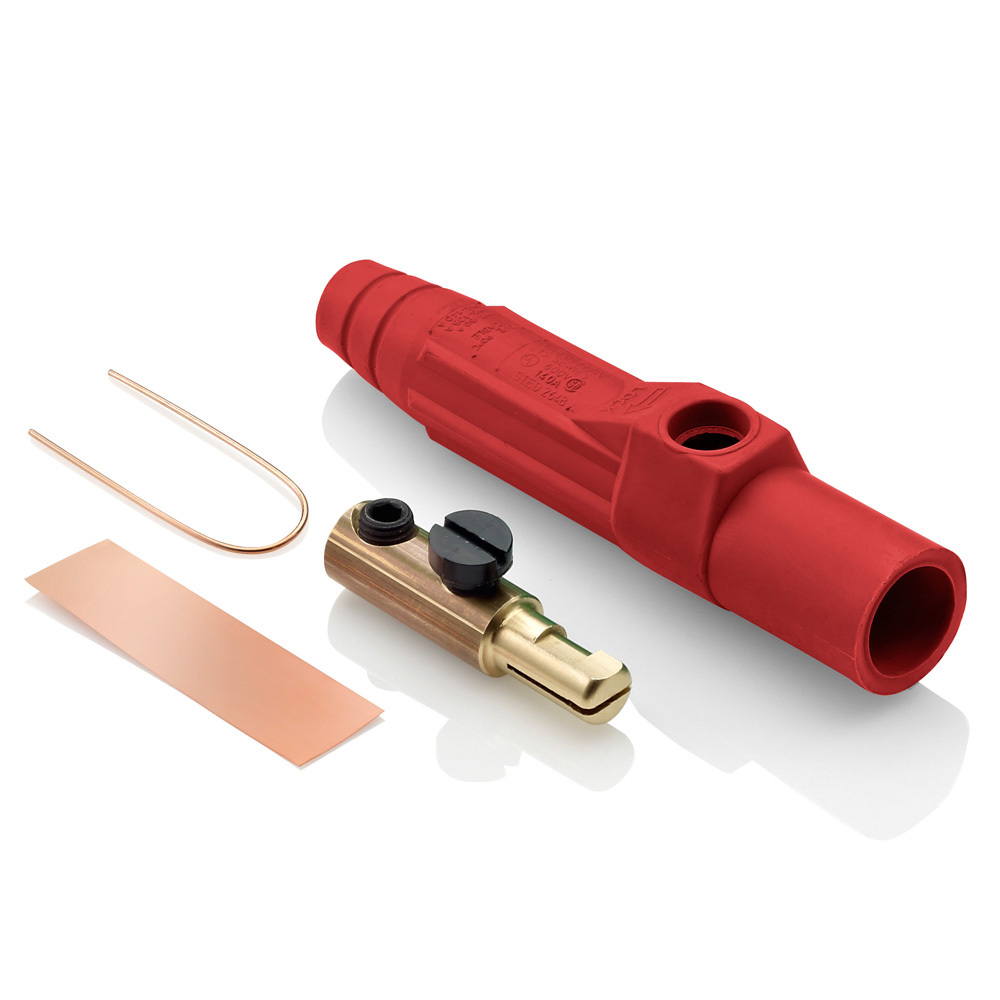 15 Series Single Pole Cam-Type Male Detachable Plug. Taper Nose, Single Set Screw, Sleeve With Thermoplastic Screw, 600 Volts, Rated Up To 150 Amperes. Continuous Cable Range #8- #2 Awg - Red